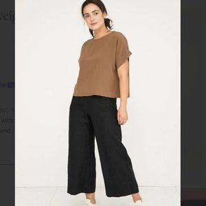 Elizabeth Suzann Florence Wide Leg Pants Black Linen S-R